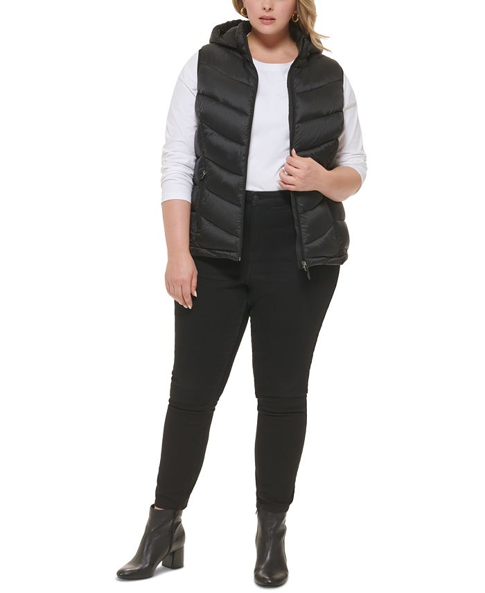 Charter Club Women's Plus Size Packable Hooded Puffer Vest, Created for ...