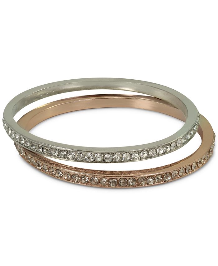 GUESS TwoTone 2Pc. Set Pavé Thin Bangle Bracelets Macy's