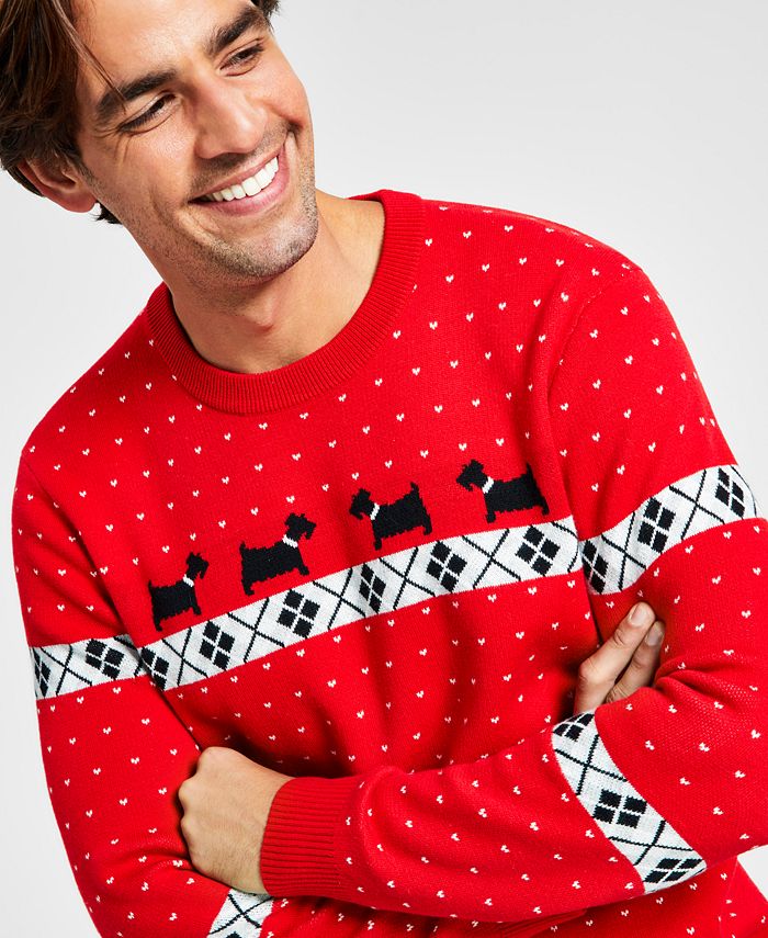 Charter Club Men's Walking Scottie Holiday Sweater, Created for Macy's