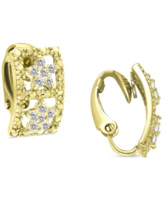 Cubic Zirconia Open Rectangle Clip-On Stud Earrings in 18k Gold-Plated Sterling Silver, Created for Macy's