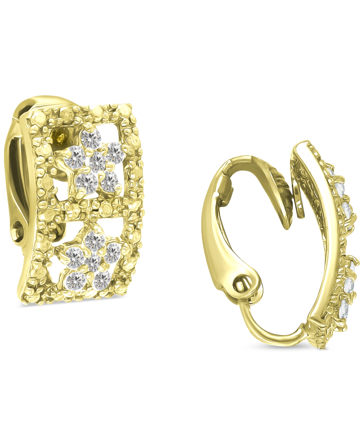 Giani Bernini Cubic Zirconia Open Rectangle Clip-On Stud Earrings in 18kPlated Sterling Silver, Created for Macy's - Gold