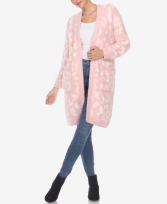 Women's Leopard Print Open Front Sherpa Cardigan