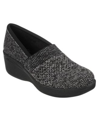 skechers ladies wedge slip on sneakers