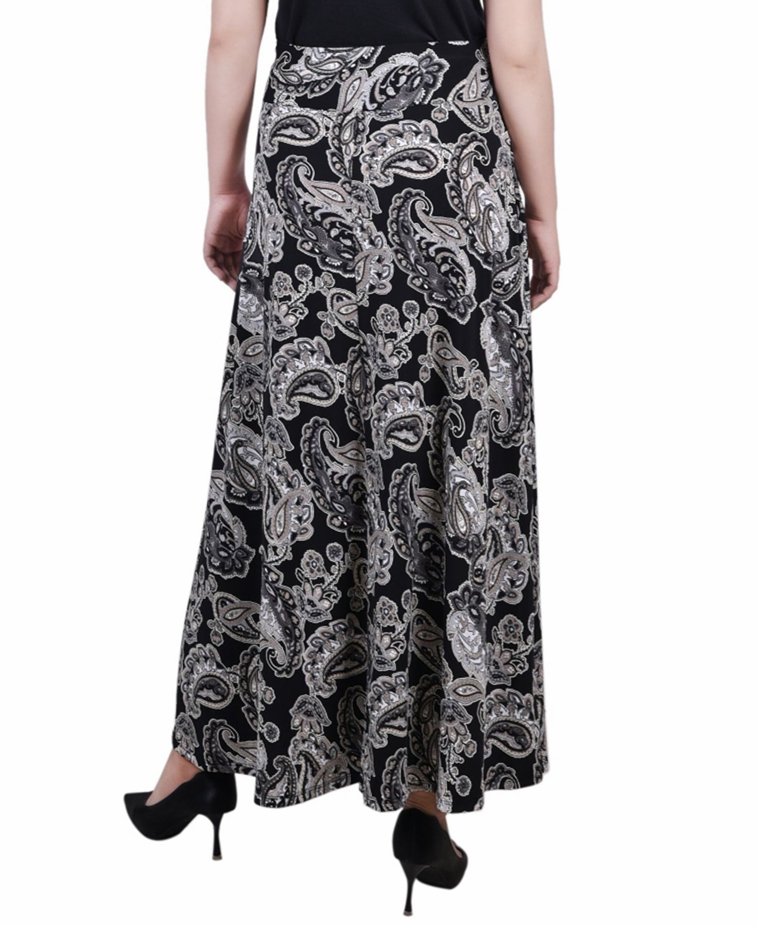 Petite Printed Maxi Skirt with Sash Waist Tie