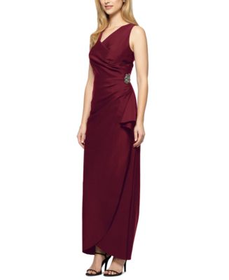 Alex Evenings Draped Embellished Compression Column Gown & Reviews ...