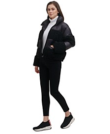 Women's Sherpa Panel Zip-Front Puffer Jacket