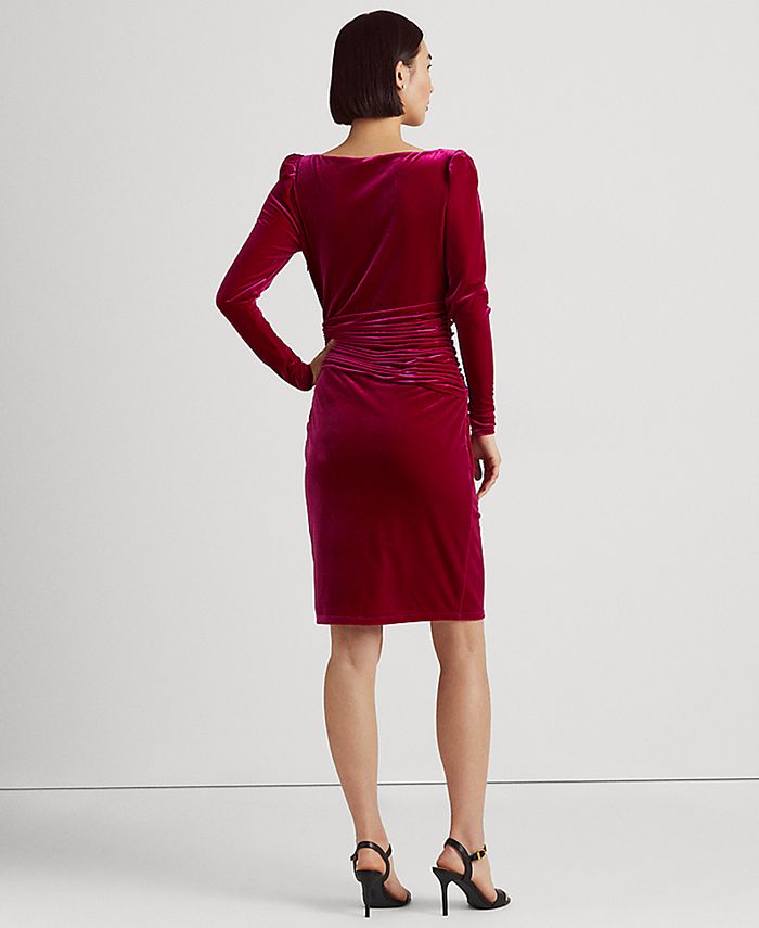 Lauren Ralph Lauren Womens Crewly Velvet V-Neck Cocktail Dress