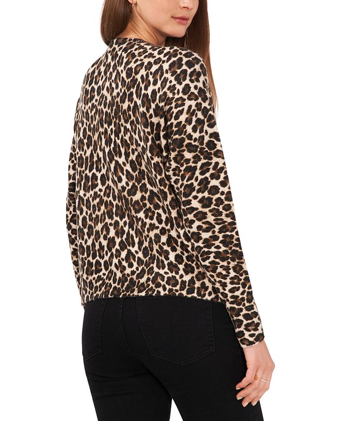 Vince Camuto Women's Elegant Leopard-Print Pullover Sweater - Macy's