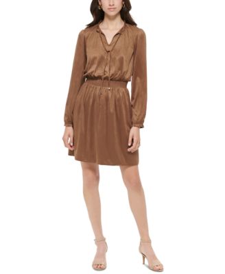 Tommy Hilfiger - Petite Faux-Suede Split-Neck Pullover Dress
