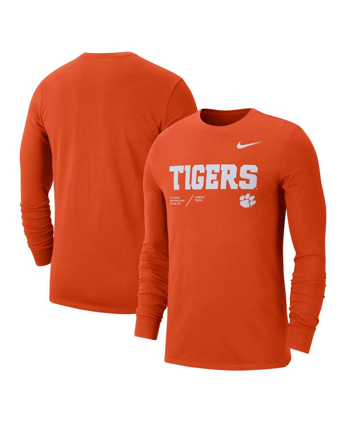 Men's Nike Orange Clemson Tigers Team Practice Performance Long Sleeve T-shirt