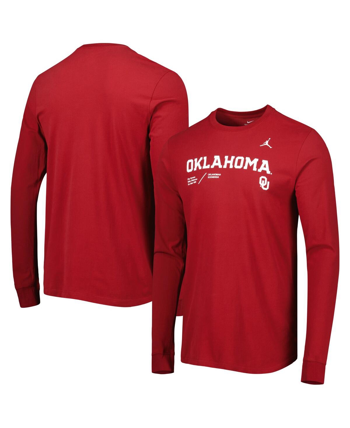 Jordan Men's  Crimson Oklahoma Sooners Team Practice Performance Long Sleeve T-shirt
