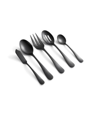 Rhiannon Black Satin 45 Piece Flatware Set, Service For 8