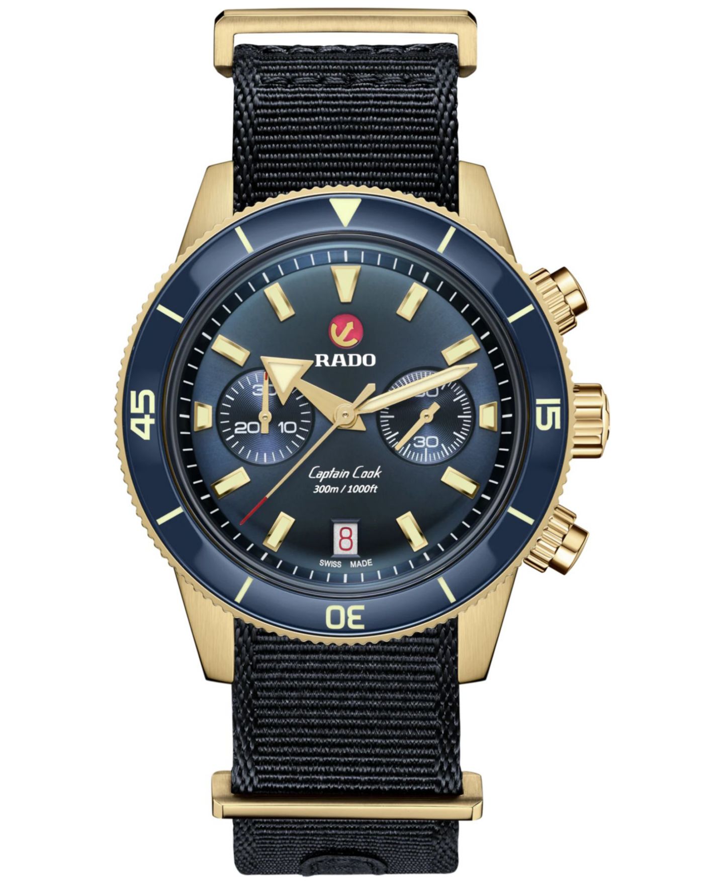 Мужские часы Rado Swiss Automatic Chronograph Captain Cook Blue Nato Strap Watch 43mm — фото 2