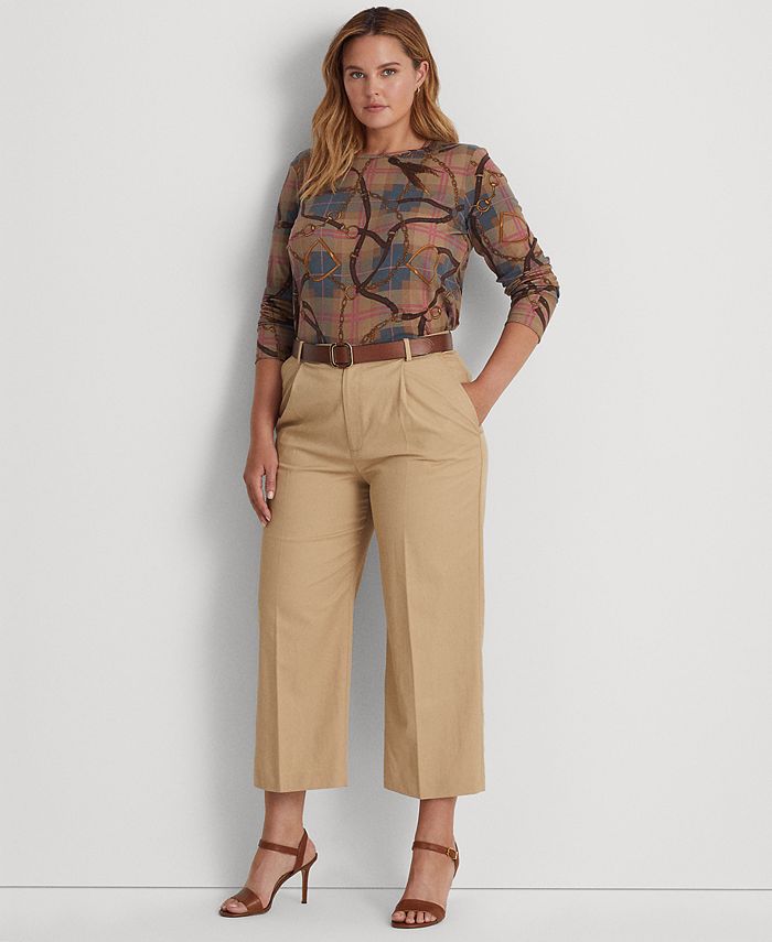 Lauren Ralph Lauren PlusSize Plaid Stretch Cotton LongSleeve TShirt