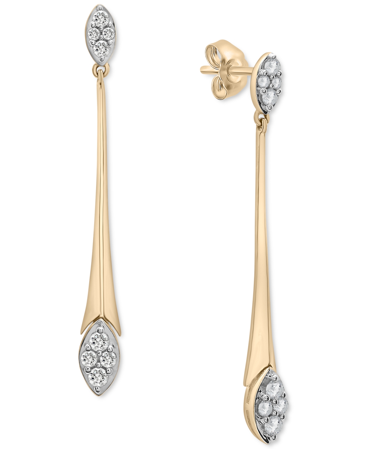 Diamond Elongated Drop Earrings (1/2 ct. t.w.) in 14k Gold, Created for Macy's - Yellow Gold