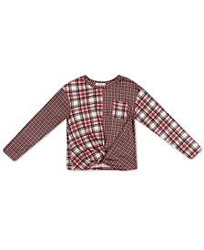 Big Girls Plaid Knot Front Top