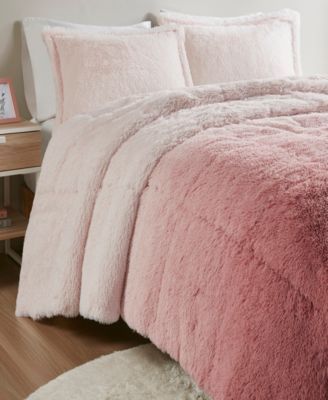 Brielle Ombre Shaggy Faux Fur 3-Pc. Comforter Set, Full/Queen