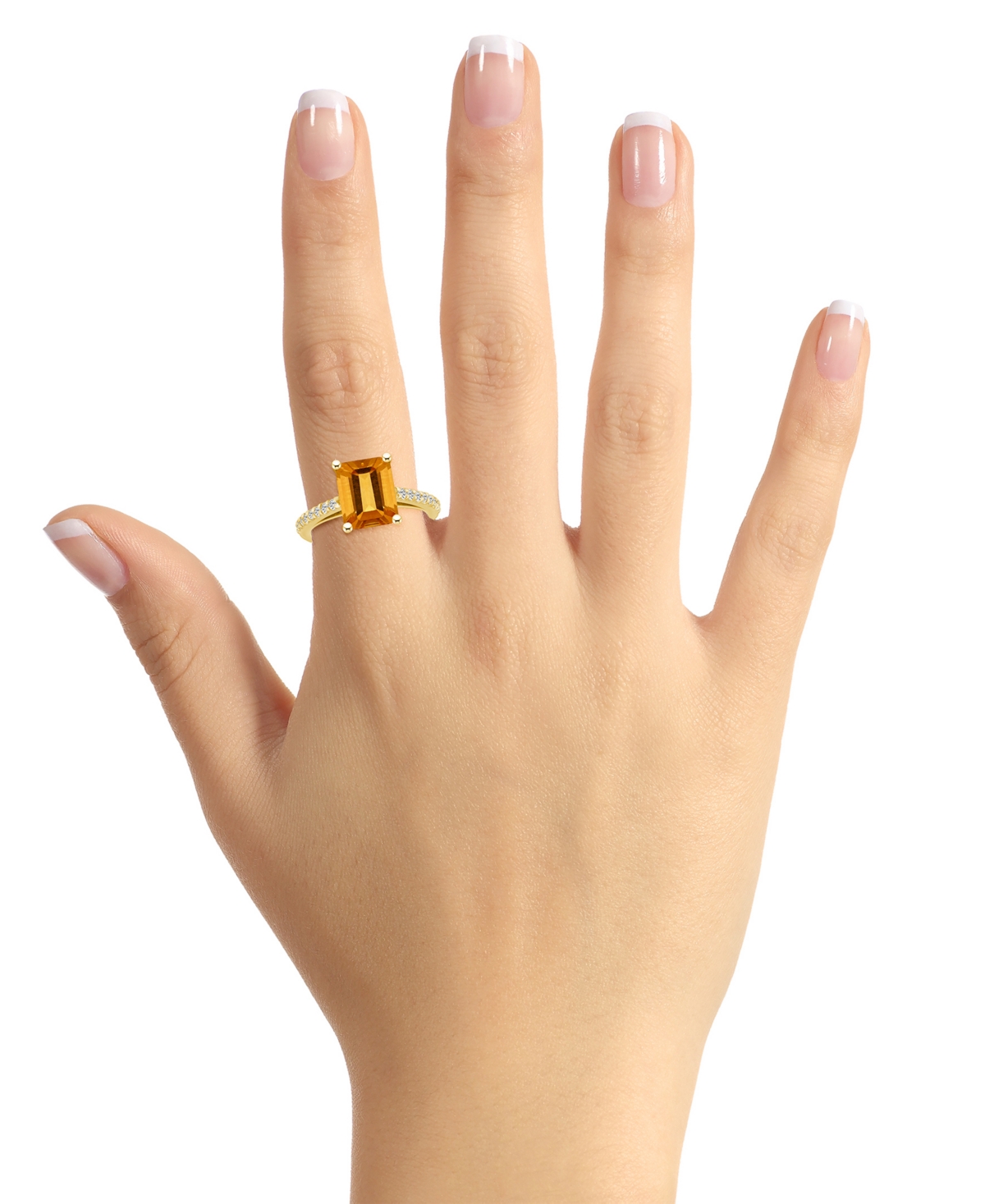 Macy's(3-1/7 ct. t.w.) and Diamond (1/4 ct. t.w.) Ring in 14K Yellow Gold - Citrine