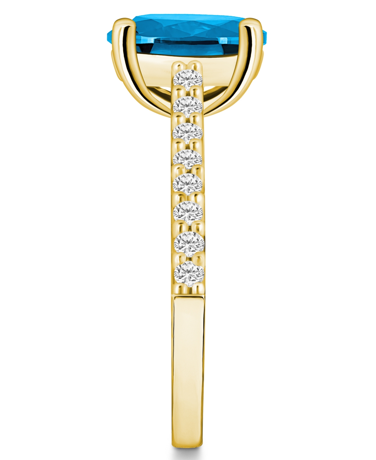 Macy's(3-5/8 ct. t.w.) and Diamond (1/4 ct. t.w.) Ring in 14K Yellow Gold - Blue Topaz