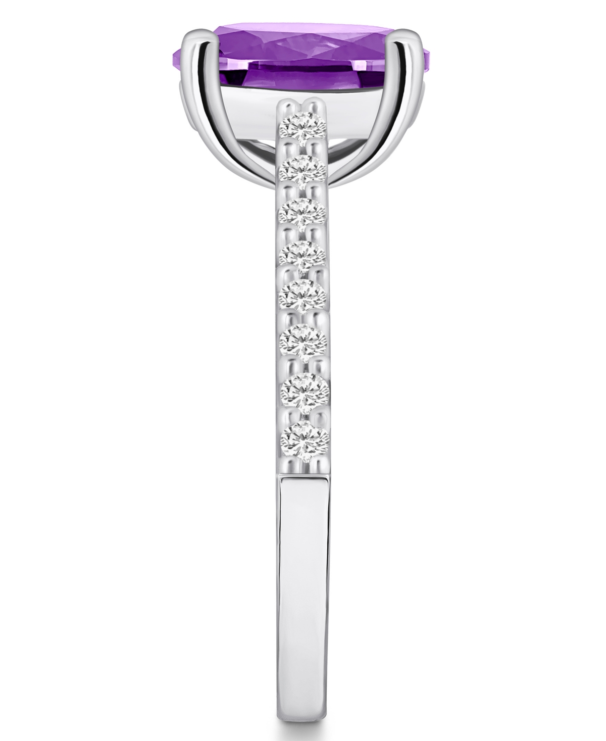 Macy's(2-1/2 ct. t.w.) and Diamond (1/4 ct. t.w.) Ring in 14K White Gold - Amethyst
