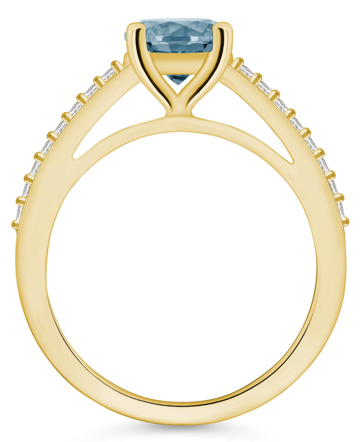 Macy's(1-1/4 ct. t.w.) and Diamond (1/6 ct. t.w.) Ring in 14K Yellow Gold - Aquamarine