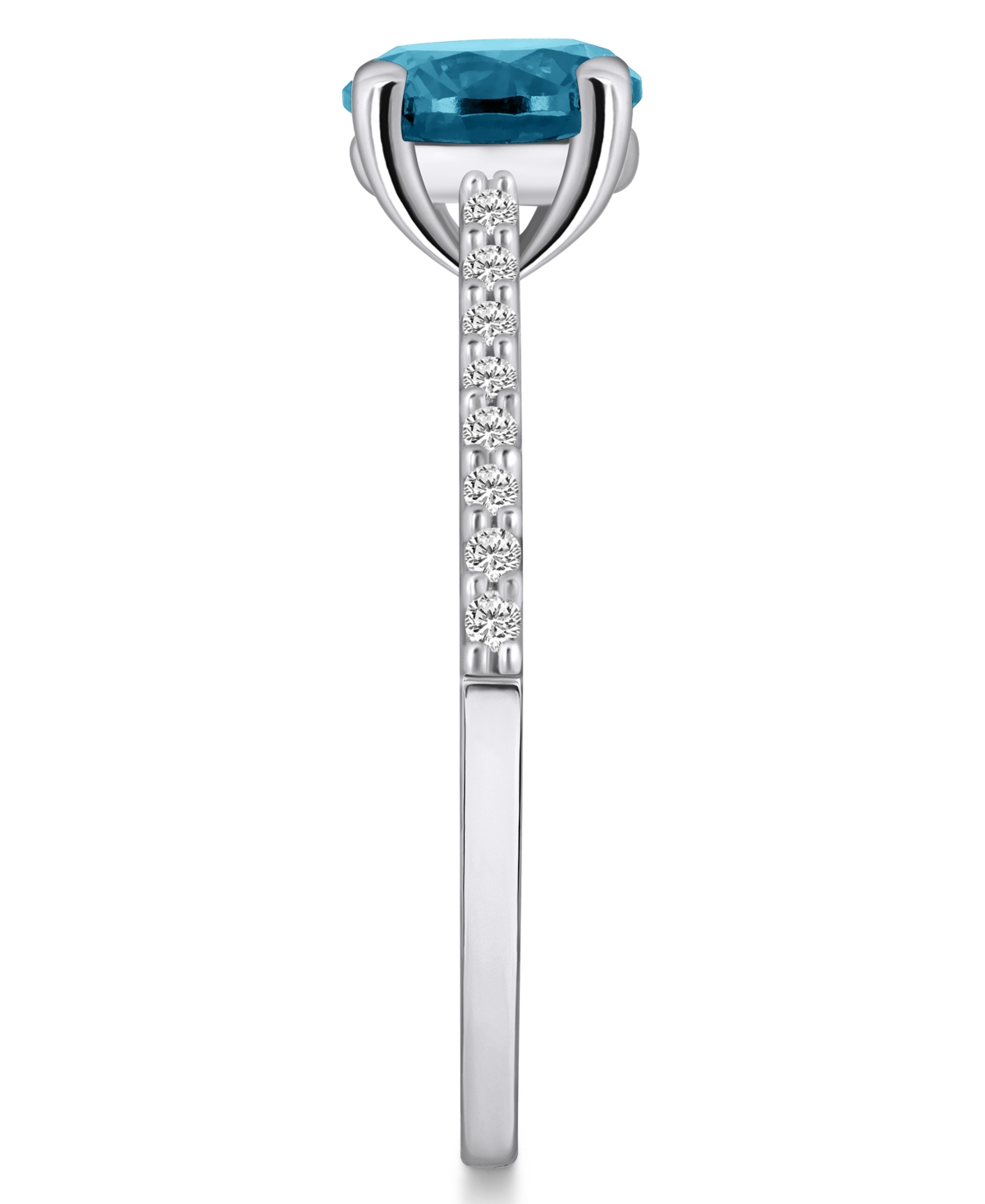 Macy's(1-5/8 ct. t.w.) and Diamond (1/6 ct. t.w.) Ring in 14K White Gold - London Blue Topaz
