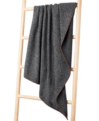 Hotel Collection - Boucle Faux Leather Trim Throw, 50" x 70", Created for Macy's