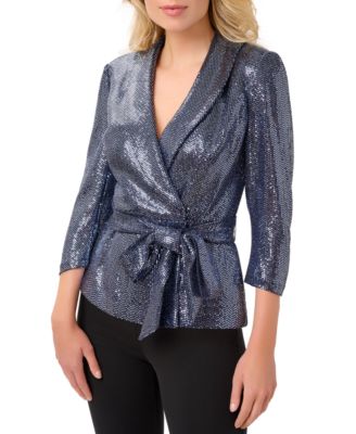 Adrianna Papell - Women's Metallic Knit Wrap Top