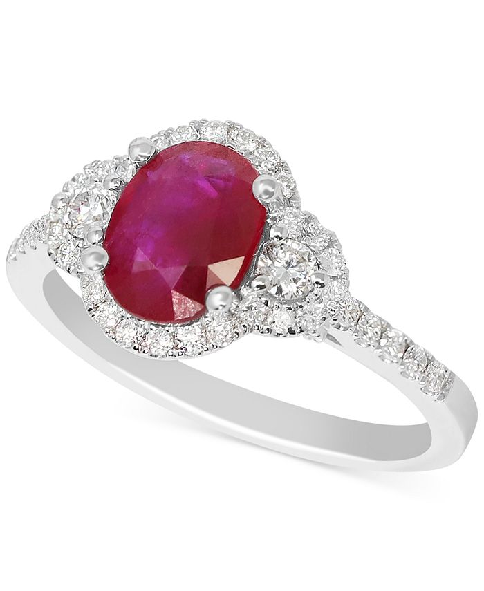 Macy's Ruby (1-1/4 ct. t.w.) & Diamond (1/3 ct. t.w.) Cocktail Ring in ...