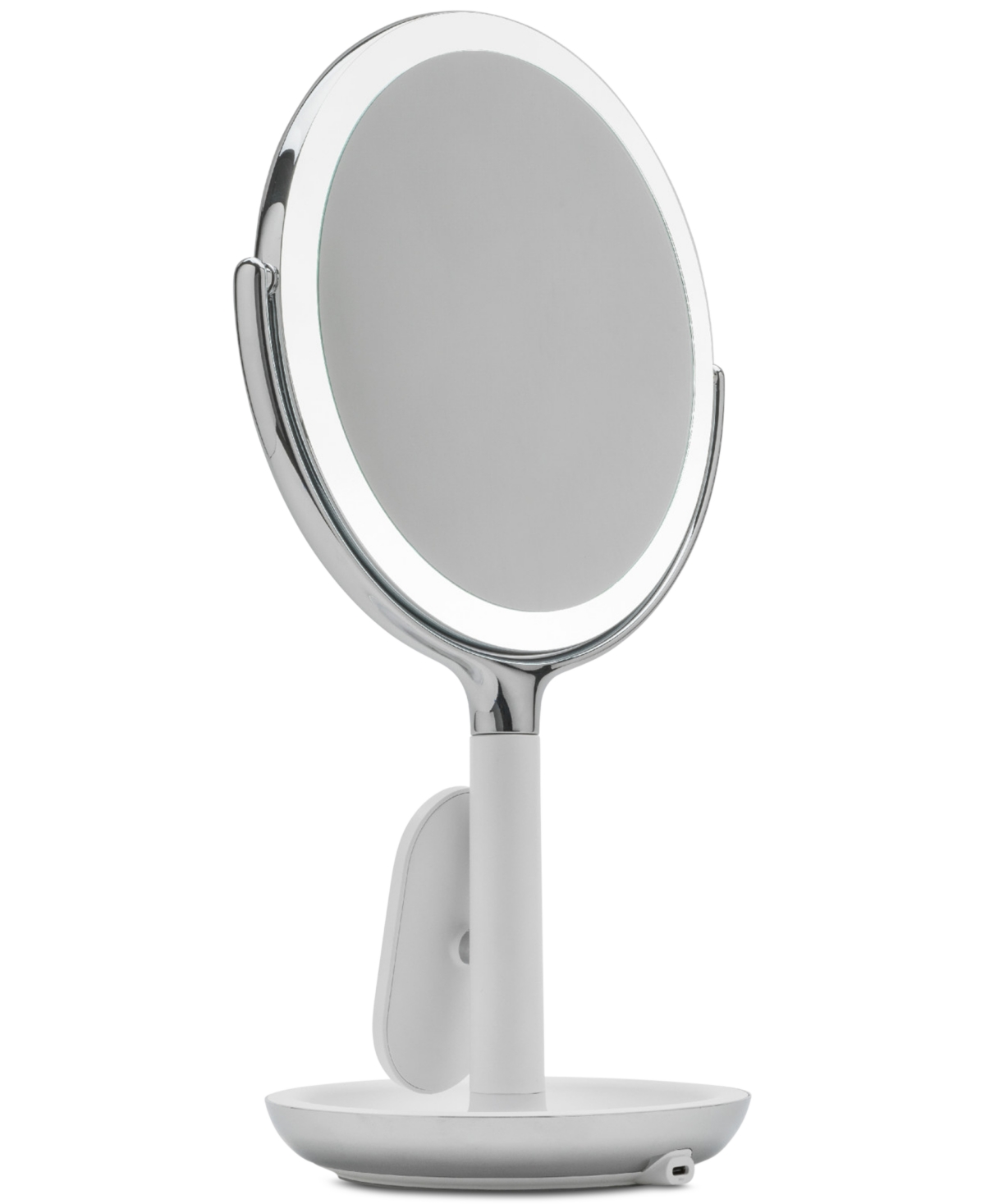 Sharper Image SpaStudio Vanity 8-inch Mirror with Built-In Qi Wireless Phone Charger, 5X and 10X Magnification