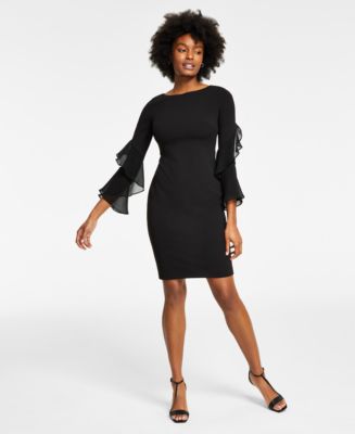 Calvin Klein Ruffled-Sleeve Sheath Dress & Reviews - Dresses - Women -  Macy's