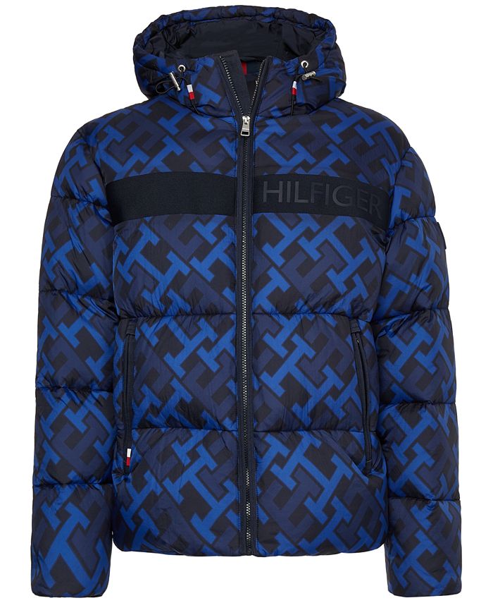 Tommy Hilfiger monogram-pattern Padded Jacket - Blue