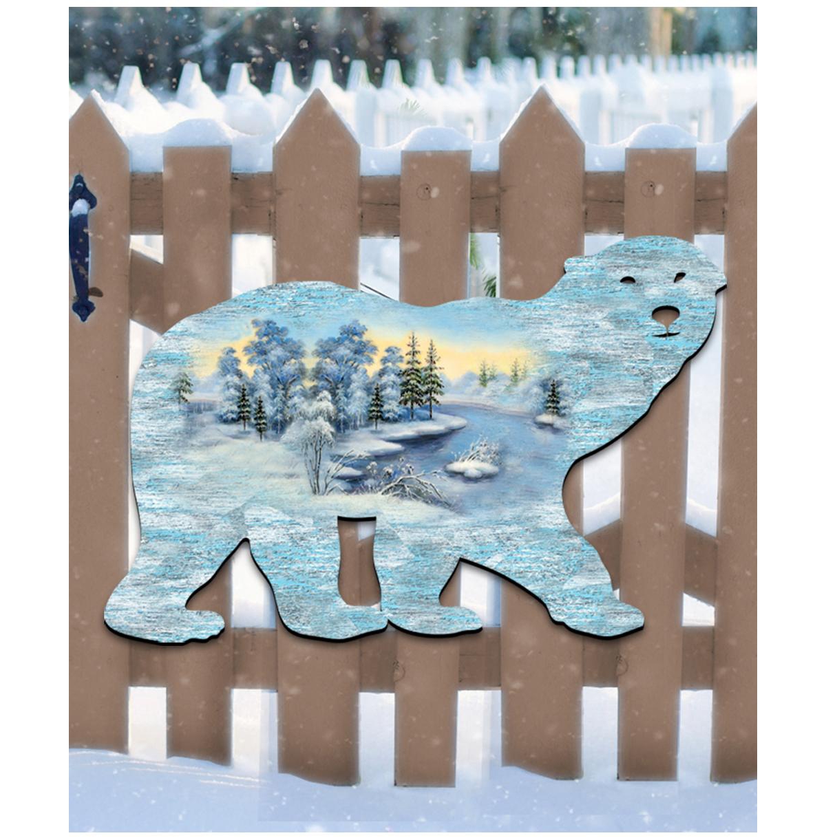 Designocracy Polar Bear Vintage-Like Wildlife Holiday Door Decor