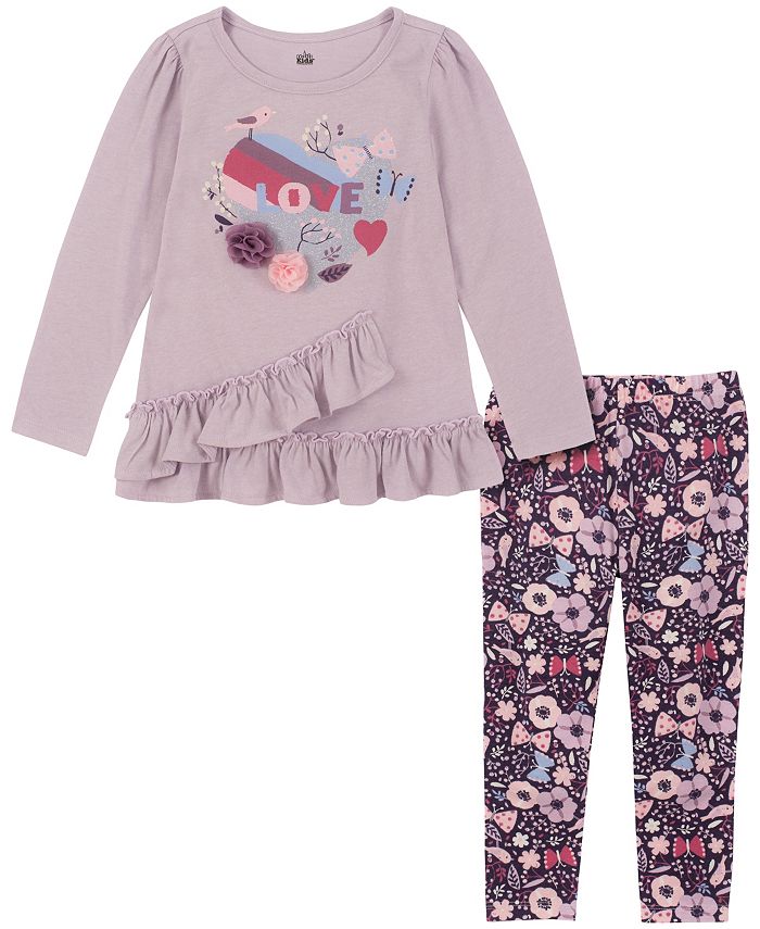 Kids Headquarters Little Girls Long Sleeves Tunic and Floral Print Leggings, 2 Piece Set Macy's