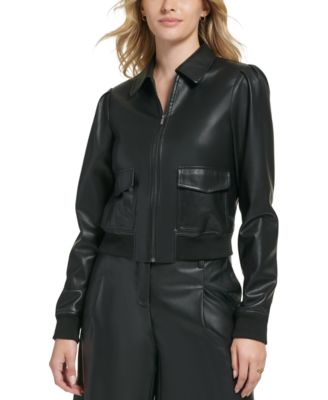 calvin klein leather shirt jacket