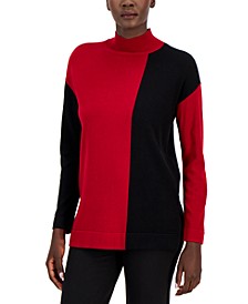 Women's Colorblocked Mock-Neck Sweater