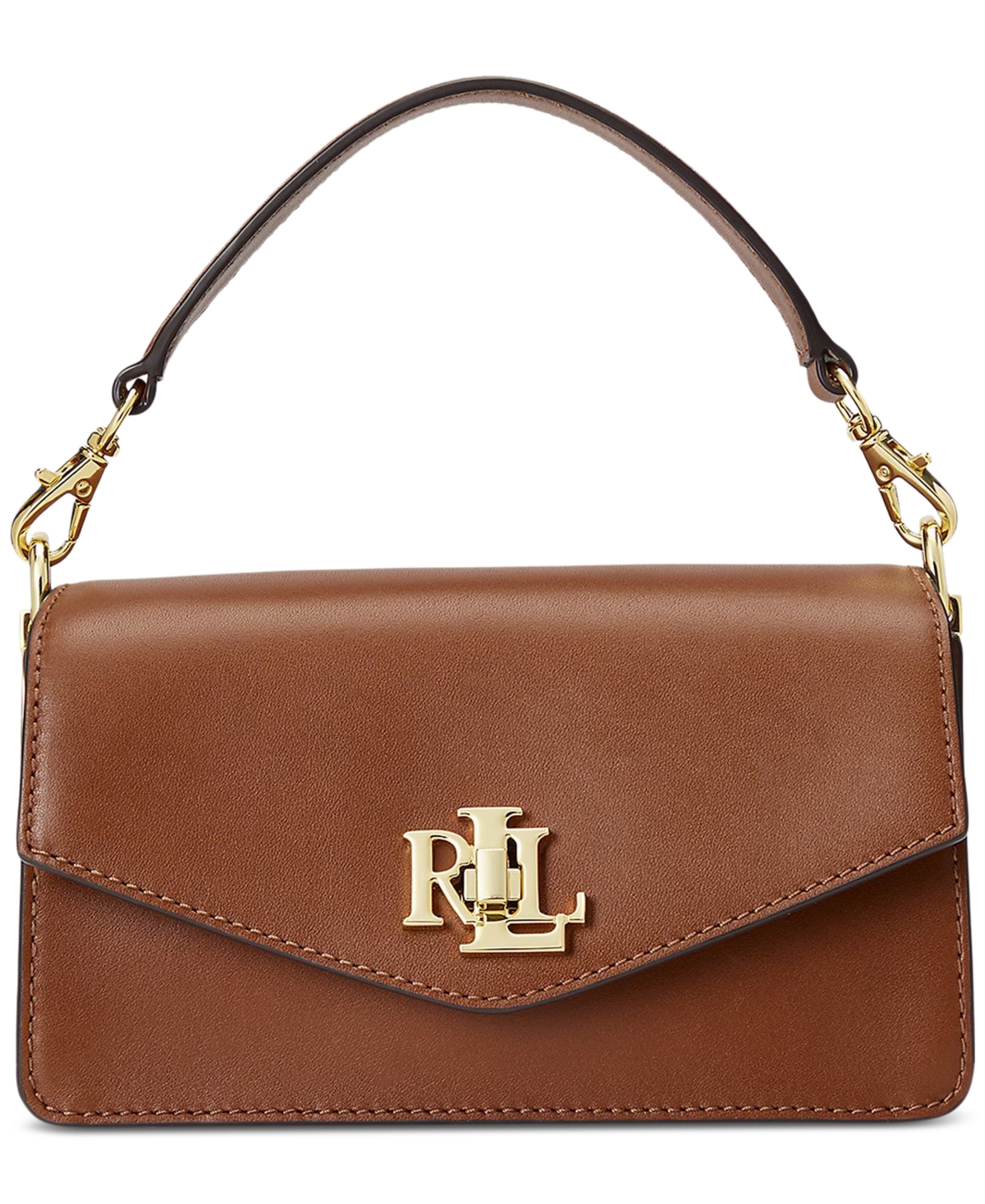 Lauren Ralph Lauren Small Leather Tayler Convertible Crossbody Bag In Brown