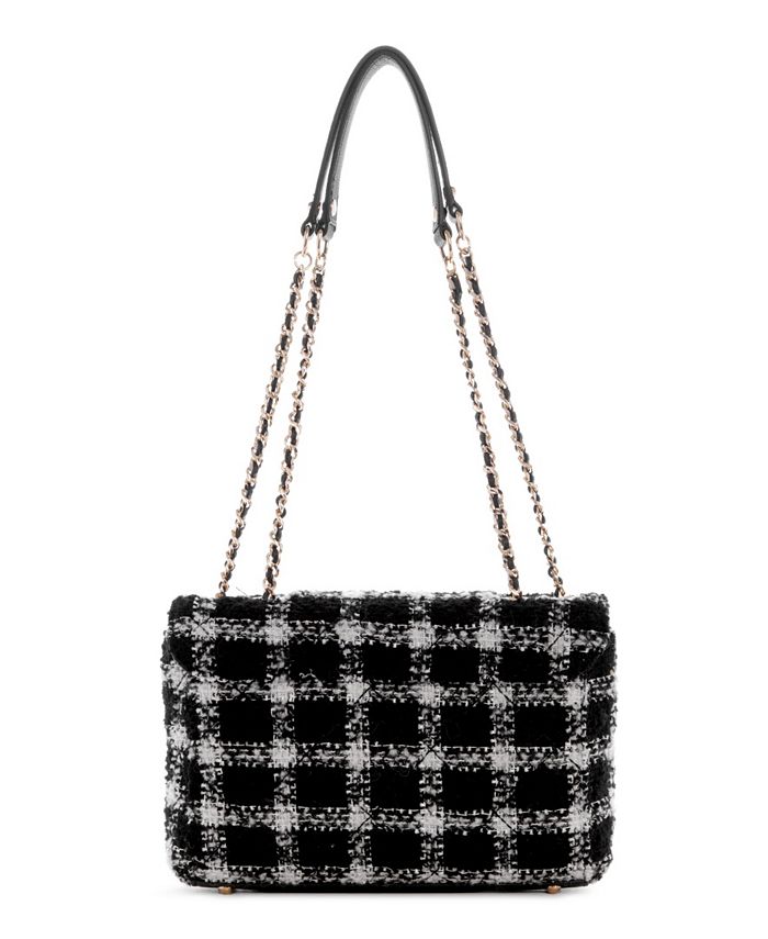 GUESS Fantine Convertible Tweed Crossbody Flap Bag & Reviews - Handbags ...