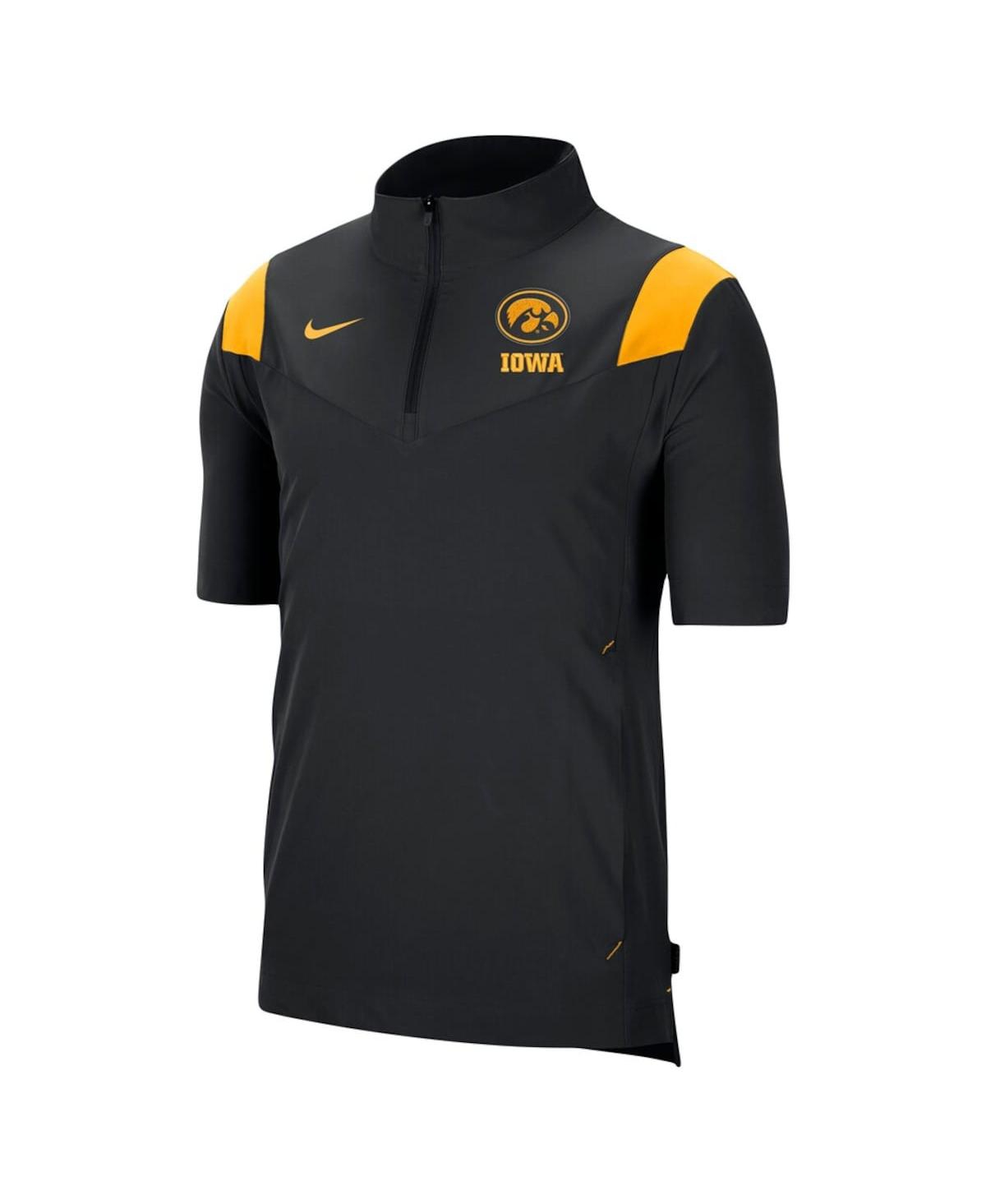 Men's NikeIowa Hawkeyes Coach Short Sleeve Quarter-Zip Jacket - Black