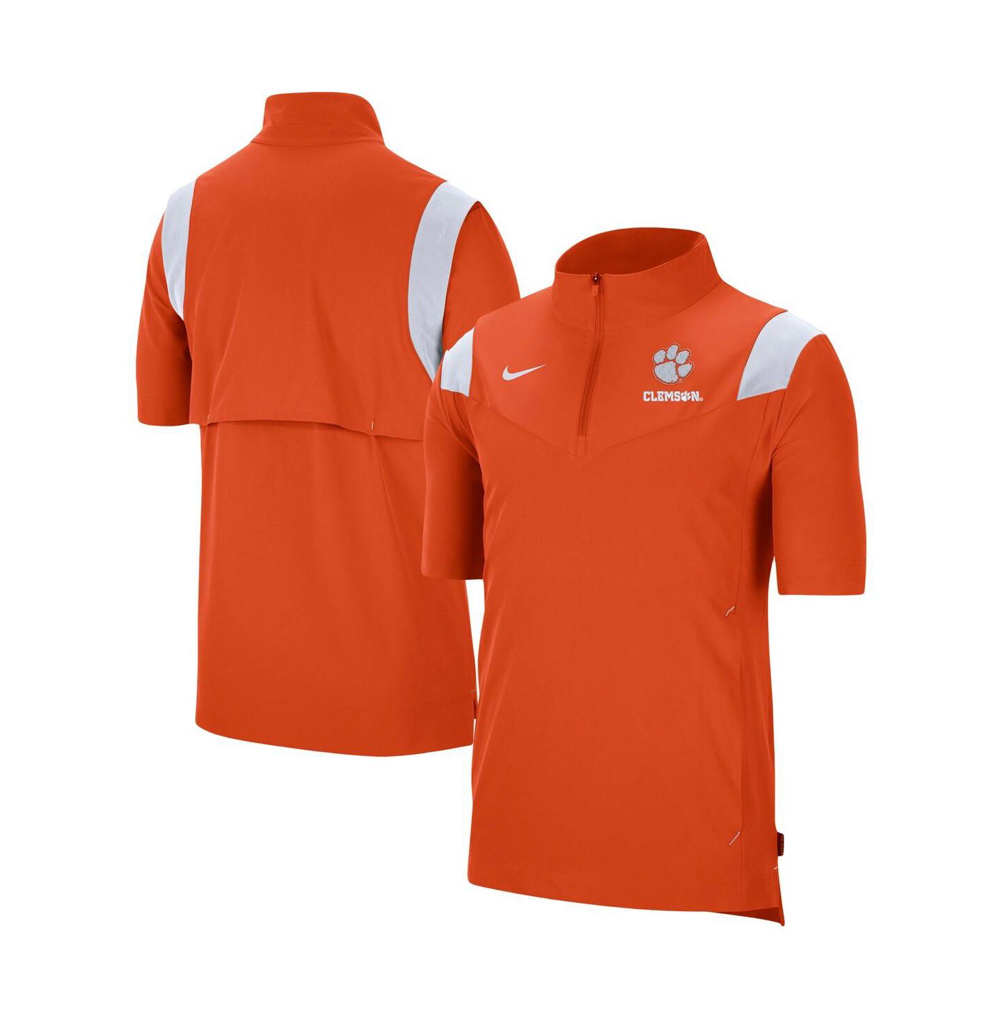 Мужская куртка Nike Orange Clemson Tigers Coach Short Sleeve Quarter-Zip — фото 2