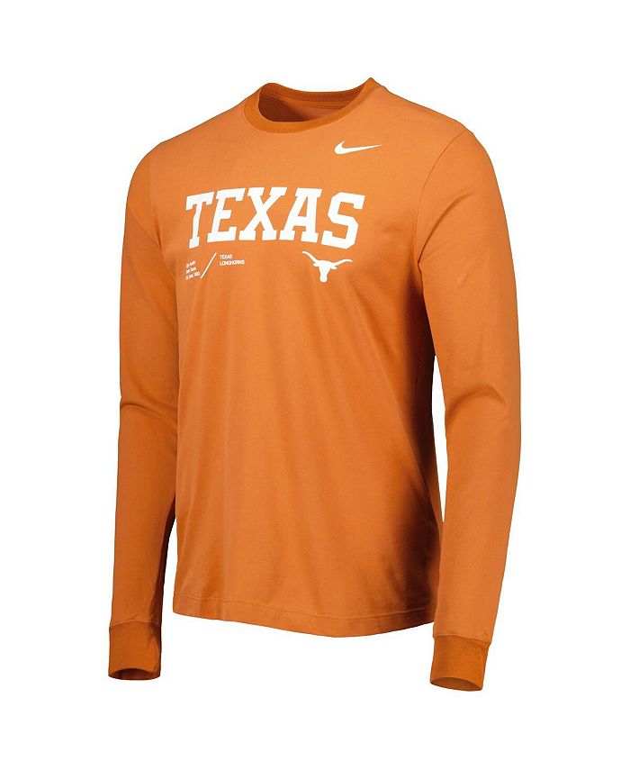 Custom Black Texas Orange Crew Neck Raglan Long Sleeve Performance T-Shirt