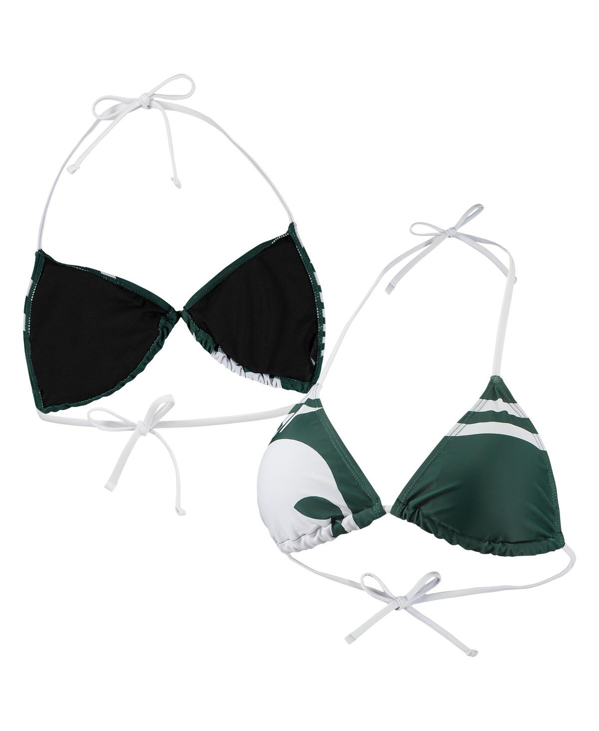 Women's Foco Green Michigan State Spartans Wordmark Bikini Top - Green