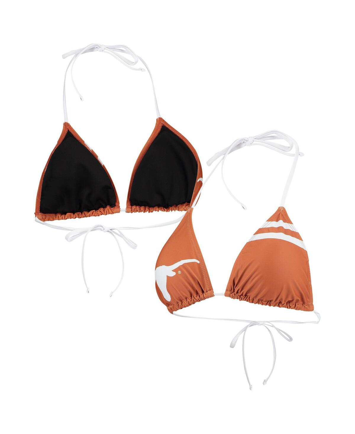 Women's Foco Texas Orange Texas Longhorns Wordmark Bikini Top - Texas Orange