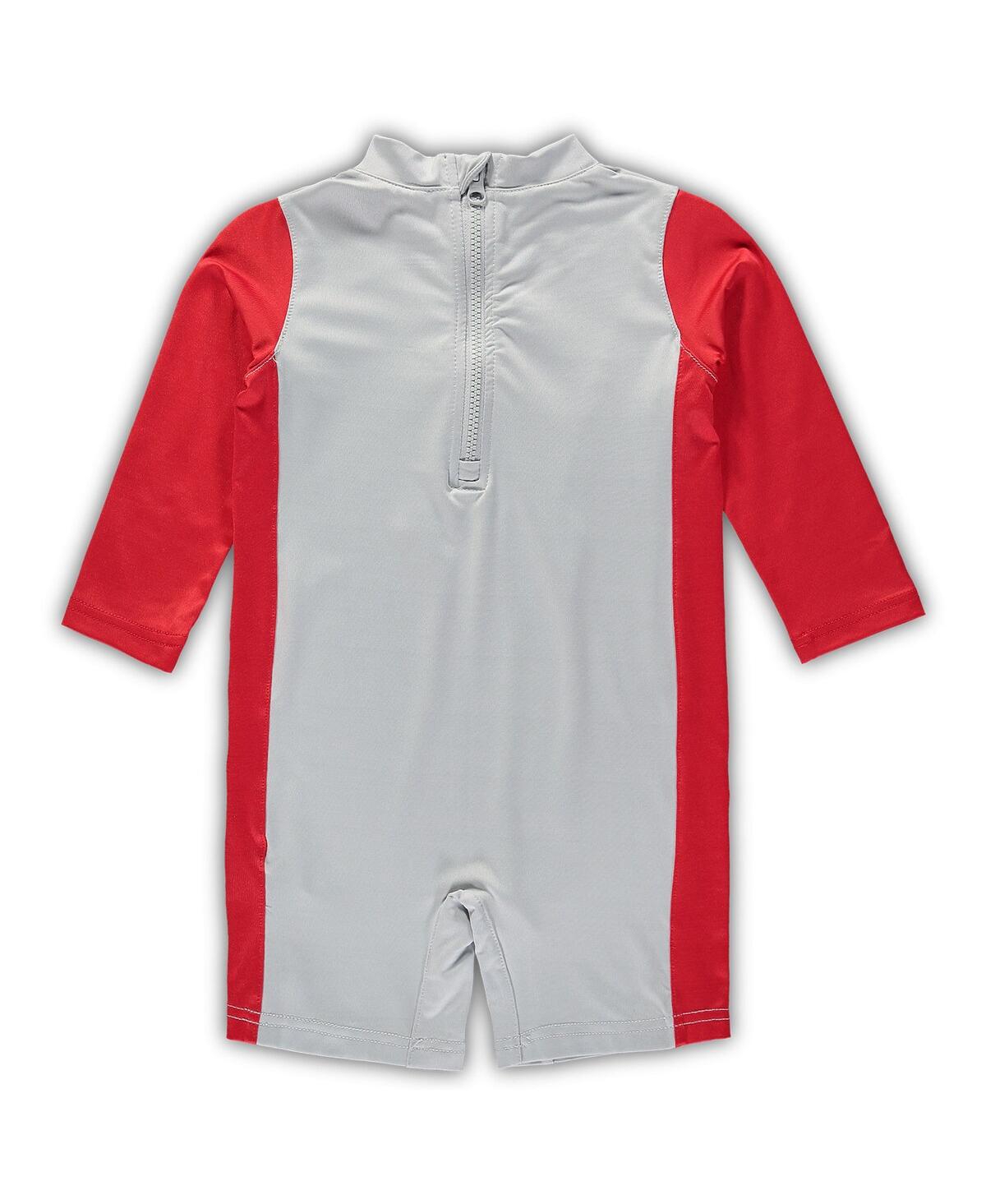 Outerstuff Infant Unisex Gray And Scarlet Ohio State Buckeyes Wave Runner Wetsuit In Gray,scarlet