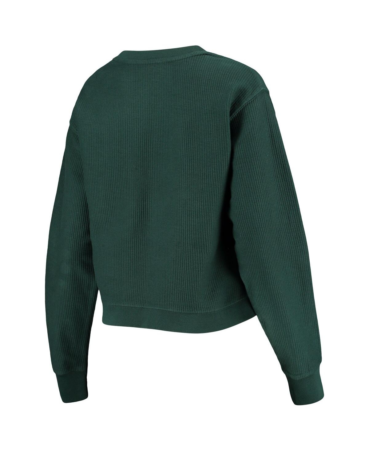 League Collegiate Wear Green Michigan State Spartans Corded Timber Cropped Pullover Sweatshirt In Green
