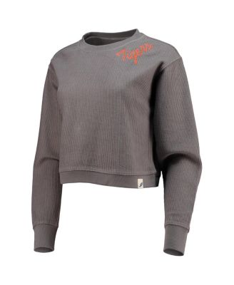 Women's Charcoal Clemson Tigers Corded Timber Cropped Pullover Sweatshirt
