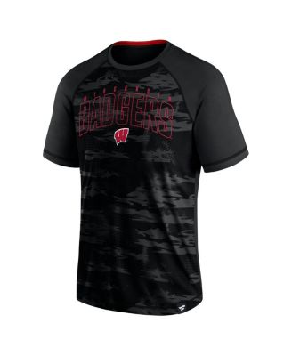 Men's Black Wisconsin Badgers Arch Outline Raglan T-shirt