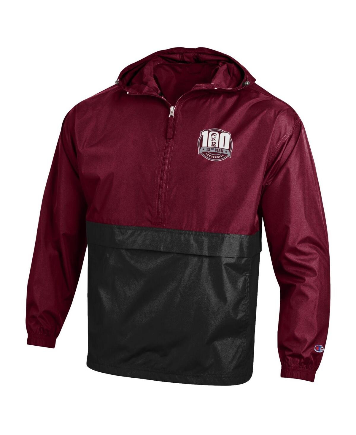 Shop Champion Men's  Maroon Texas A&m Aggies 12th Man Centennial Blocked Packable Half-zip Pullover Jacket