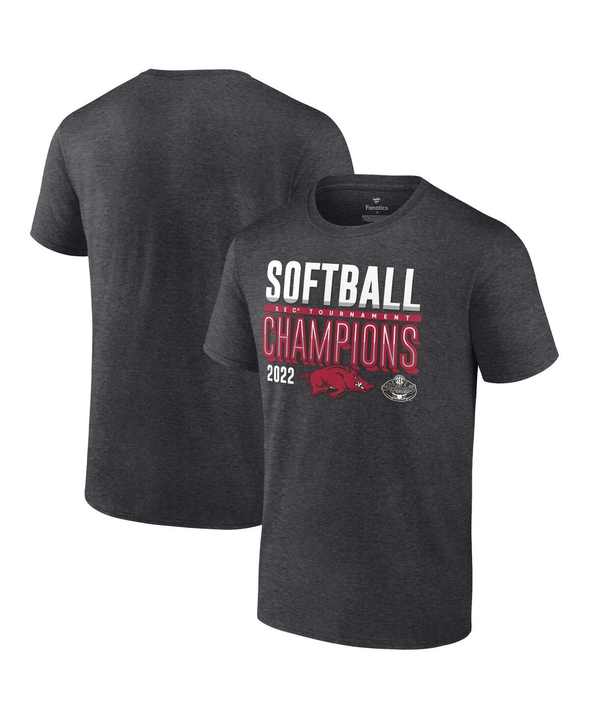Men's FanaticsArkansas Razorbacks 2022 Sec Softball Conference Tournament Champions Locker Room T-shirt - Heathered Charcoal