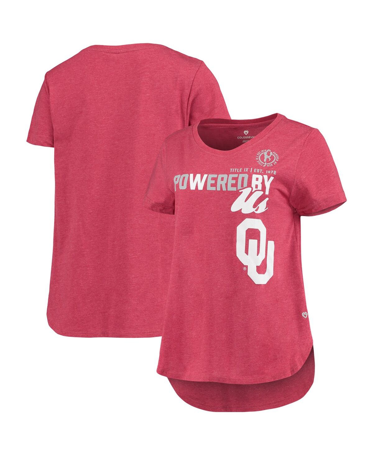 Colosseum Women's  Heathered Crimson Oklahoma Sooners Powered By Title Ix T-shirt In Heathered Crimson
